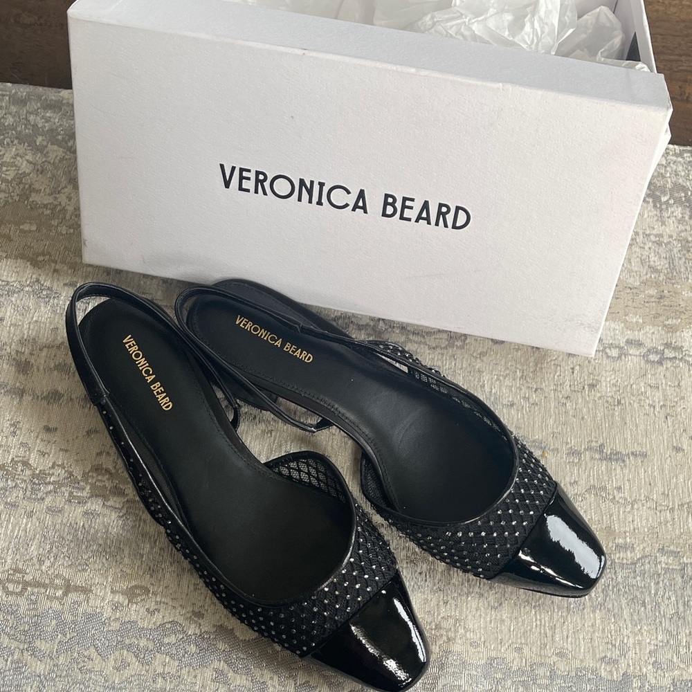 NEW Veronica Beard Rhinestone Mesh Cap-toe Cecile Slingbacks 8.5 - Picture 4 of 9